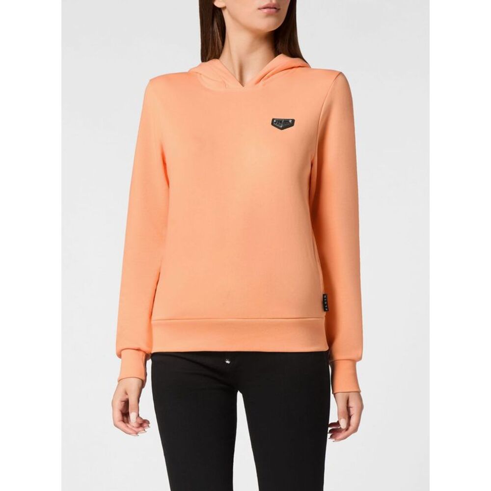 Philipp Plein Women Contrast Logo Jersey Hoodie Philipp Plein With Pouch Pockets